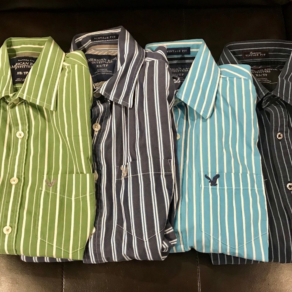 LOT OF 4 AEO MENS LNG SLEEVED BOTTON DOWN SHIRTS